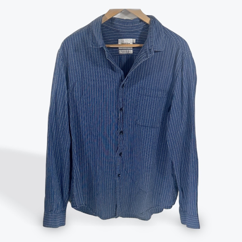 Goodfellow & Co Classic Blue Striped Men's Cotton Shirt XL
